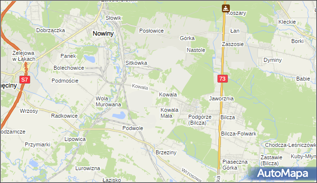 mapa Kowala gmina Sitkówka-Nowiny, Kowala gmina Sitkówka-Nowiny na mapie Targeo