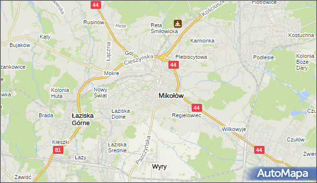 mapa Mikołów, Mikołów na mapie Targeo