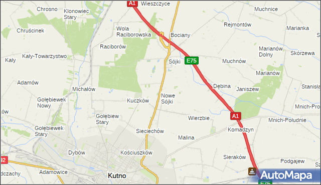 mapa Nowe Sójki, Nowe Sójki na mapie Targeo