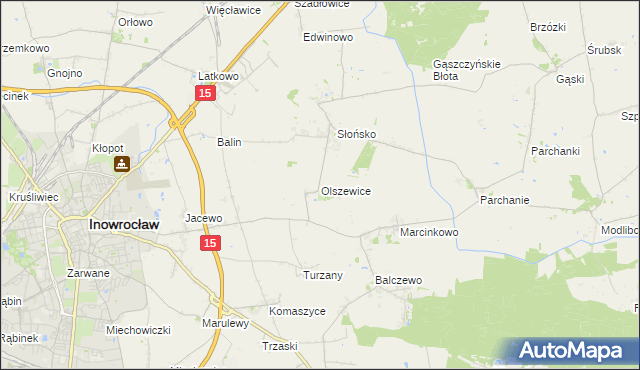 mapa Olszewice gmina Inowrocław, Olszewice gmina Inowrocław na mapie Targeo