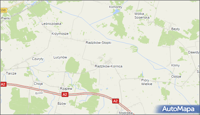 mapa Radzików-Oczki, Radzików-Oczki na mapie Targeo