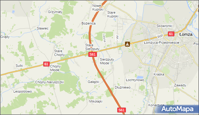 mapa Sierzputy Młode, Sierzputy Młode na mapie Targeo
