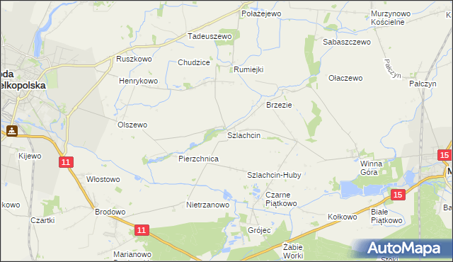 mapa Szlachcin, Szlachcin na mapie Targeo
