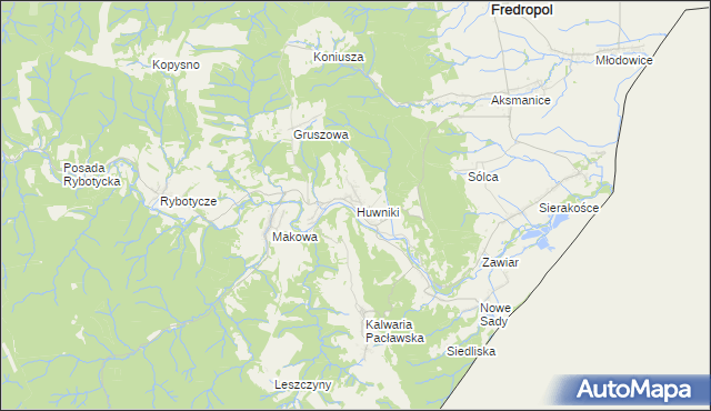 mapa Huwniki, Huwniki na mapie Targeo