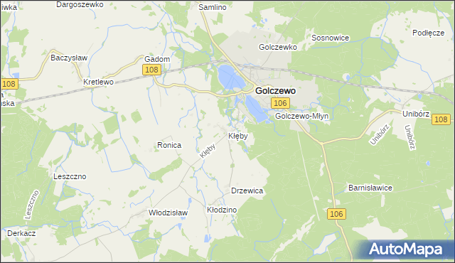 mapa Kłęby gmina Golczewo, Kłęby gmina Golczewo na mapie Targeo