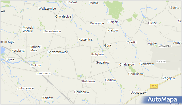 mapa Kobylniki gmina Błaszki, Kobylniki gmina Błaszki na mapie Targeo