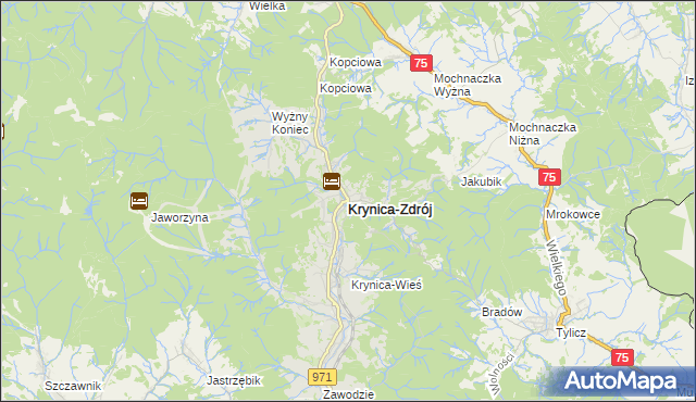 mapa Krynica-Zdrój, Krynica-Zdrój na mapie Targeo