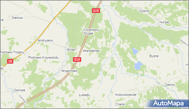 mapa Wandalin gmina Boćki, Wandalin gmina Boćki na mapie Targeo