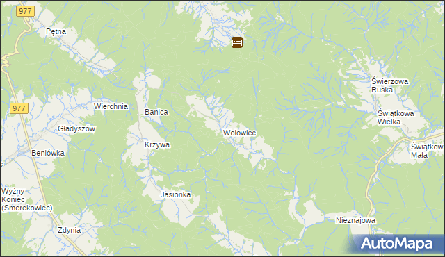 mapa Wołowiec gmina Sękowa, Wołowiec gmina Sękowa na mapie Targeo