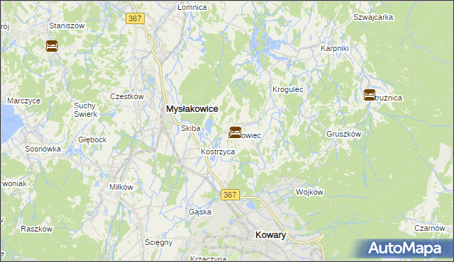 mapa Bukowiec gmina Mysłakowice, Bukowiec gmina Mysłakowice na mapie Targeo