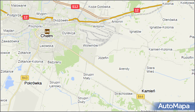 mapa Józefin gmina Kamień, Józefin gmina Kamień na mapie Targeo