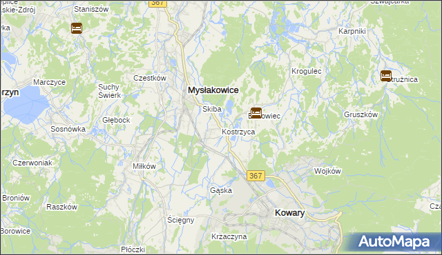 mapa Kostrzyca, Kostrzyca na mapie Targeo