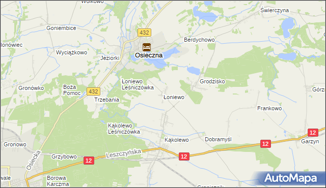 mapa Łoniewo gmina Osieczna, Łoniewo gmina Osieczna na mapie Targeo