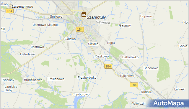 mapa Piaskowo gmina Szamotuły, Piaskowo gmina Szamotuły na mapie Targeo