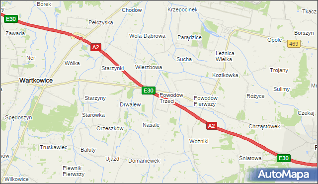 mapa Powodów Trzeci, Powodów Trzeci na mapie Targeo
