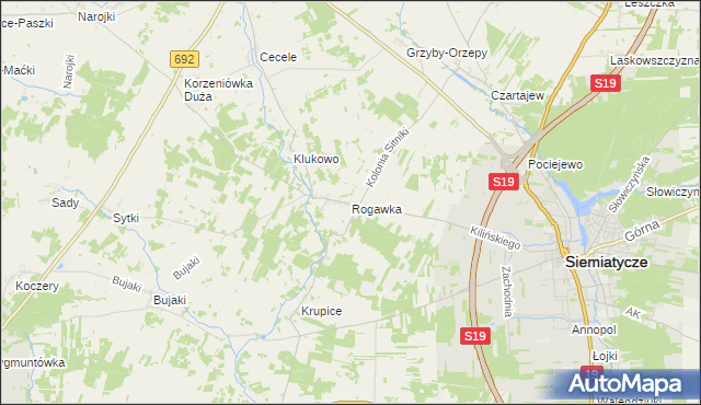 mapa Rogawka, Rogawka na mapie Targeo