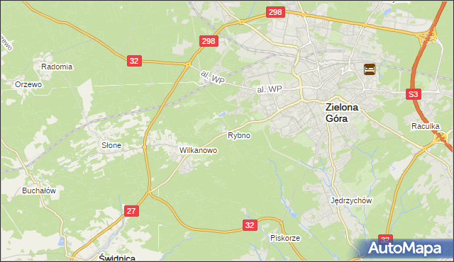 mapa Rybno gmina Świdnica, Rybno gmina Świdnica na mapie Targeo