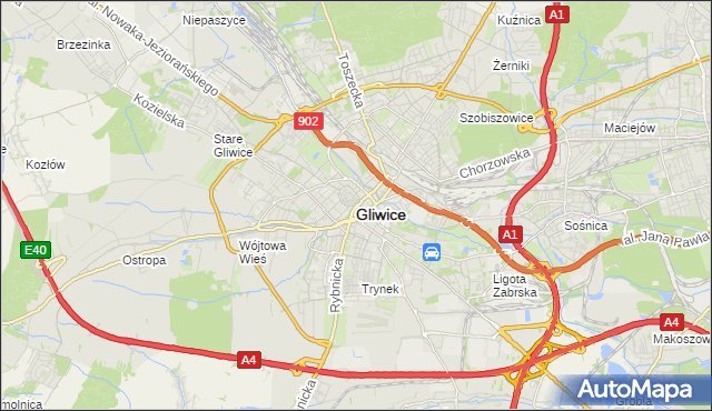 mapa Gliwic, Gliwice na mapie Targeo