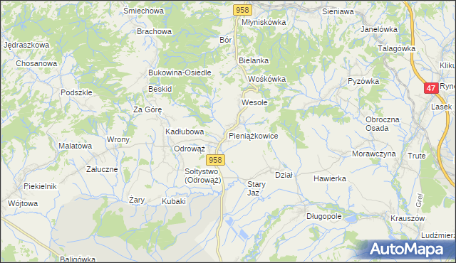 mapa Pieniążkowice, Pieniążkowice na mapie Targeo