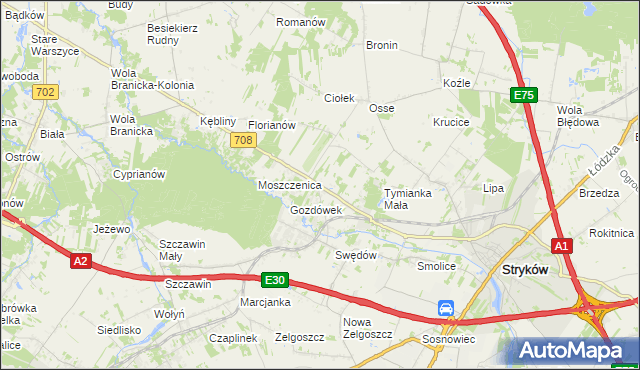 mapa Anielin Swędowski, Anielin Swędowski na mapie Targeo