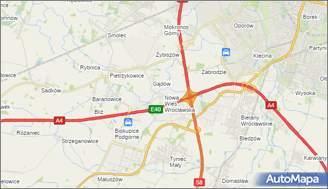 mapa Nowa Wieś Wrocławska, Nowa Wieś Wrocławska na mapie Targeo