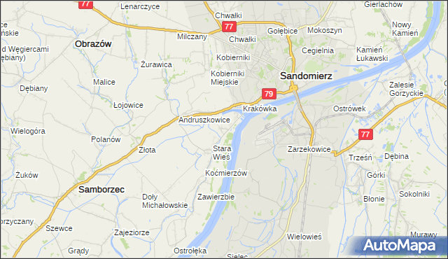 mapa Zawisełcze, Zawisełcze na mapie Targeo