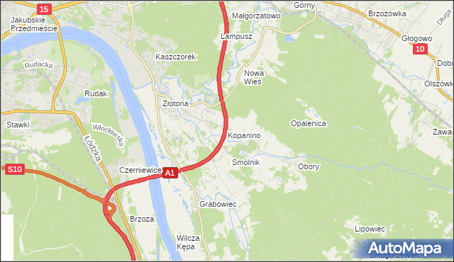 mapa Kopanino gmina Lubicz, Kopanino gmina Lubicz na mapie Targeo