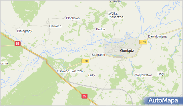 mapa Szafranki gmina Goniądz, Szafranki gmina Goniądz na mapie Targeo