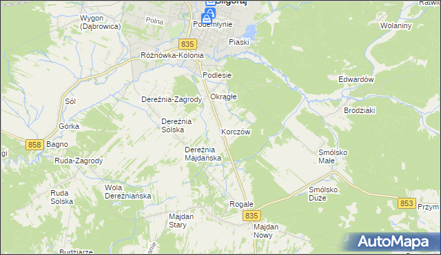 mapa Korczów, Korczów na mapie Targeo