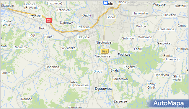 mapa Niegłowice, Niegłowice na mapie Targeo
