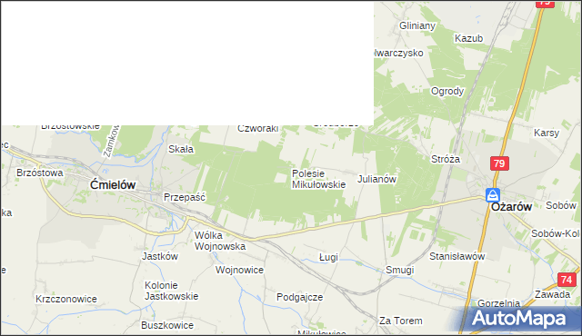 mapa Polesie Mikułowskie, Polesie Mikułowskie na mapie Targeo