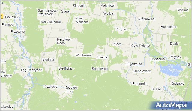 mapa Brzezie gmina Aleksandrów, Brzezie gmina Aleksandrów na mapie Targeo