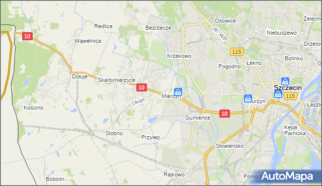 mapa Mierzyn gmina Dobra (Szczecińska), Mierzyn gmina Dobra (Szczecińska) na mapie Targeo