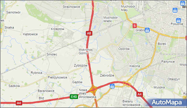 mapa Mokronos Dolny, Mokronos Dolny na mapie Targeo