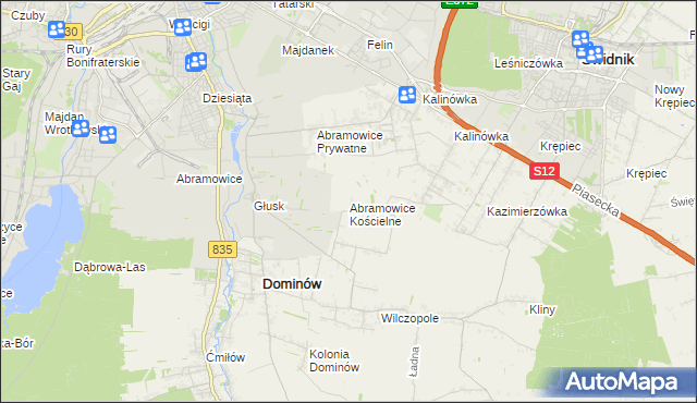mapa Abramowice Kościelne, Abramowice Kościelne na mapie Targeo