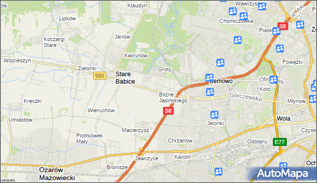 mapa Blizne Jasińskiego, Blizne Jasińskiego na mapie Targeo