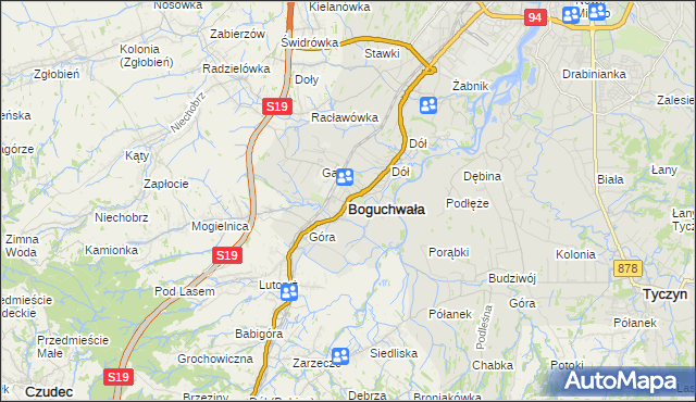 mapa Boguchwała powiat rzeszowski, Boguchwała powiat rzeszowski na mapie Targeo