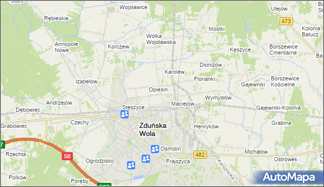 mapa Janiszewice, Janiszewice na mapie Targeo