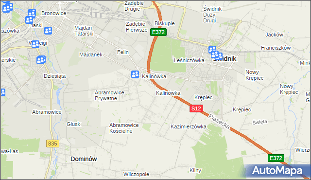 mapa Kalinówka gmina Głusk, Kalinówka gmina Głusk na mapie Targeo
