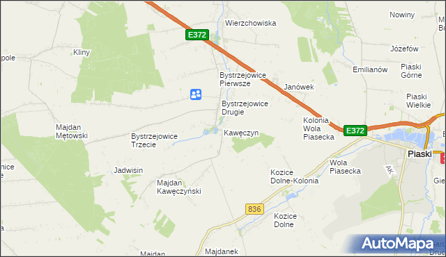 mapa Kawęczyn gmina Piaski, Kawęczyn gmina Piaski na mapie Targeo