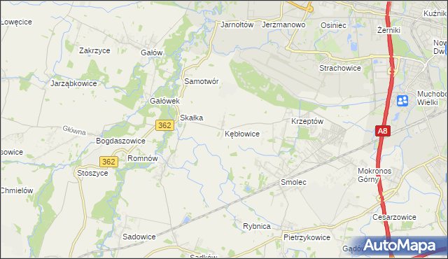 mapa Kębłowice gmina Kąty Wrocławskie, Kębłowice gmina Kąty Wrocławskie na mapie Targeo