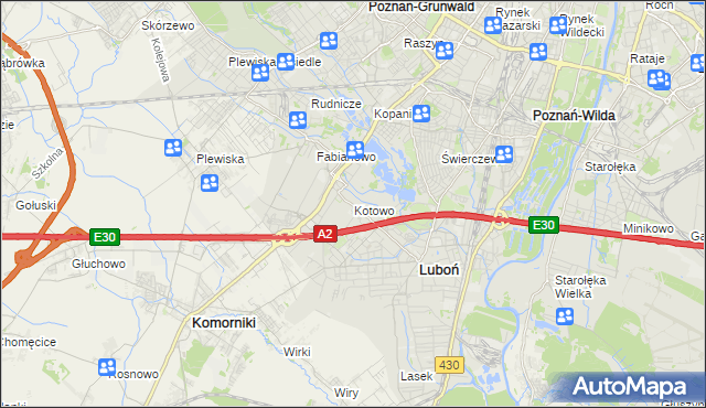 mapa Kotowo gmina Poznań, Kotowo gmina Poznań na mapie Targeo