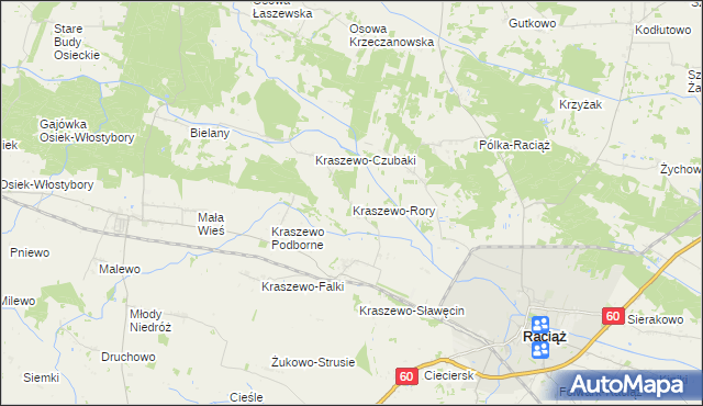 mapa Kraszewo-Rory, Kraszewo-Rory na mapie Targeo