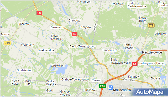 mapa Krzyżówka gmina Radziejowice, Krzyżówka gmina Radziejowice na mapie Targeo
