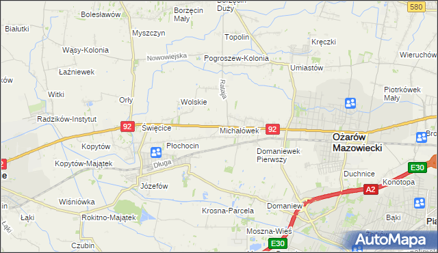 mapa Michałówek gmina Ożarów Mazowiecki, Michałówek gmina Ożarów Mazowiecki na mapie Targeo