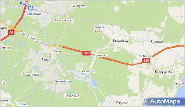 mapa Morawsko gmina Kobylanka, Morawsko gmina Kobylanka na mapie Targeo