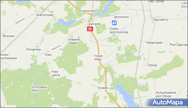 mapa Nowa Wieś gmina Kamień Krajeński, Nowa Wieś gmina Kamień Krajeński na mapie Targeo