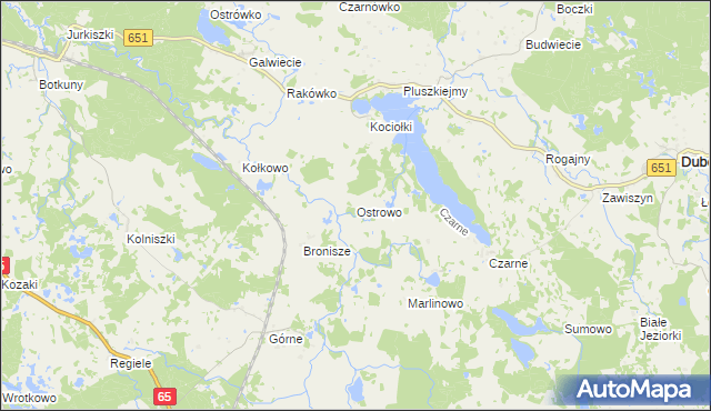 mapa Ostrowo gmina Dubeninki, Ostrowo gmina Dubeninki na mapie Targeo