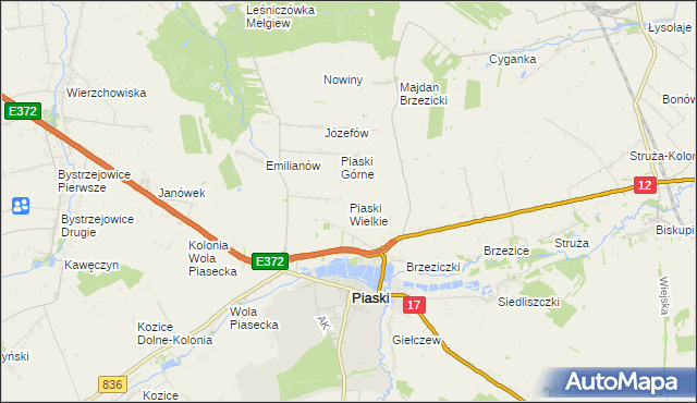 mapa Piaski Wielkie gmina Piaski, Piaski Wielkie gmina Piaski na mapie Targeo