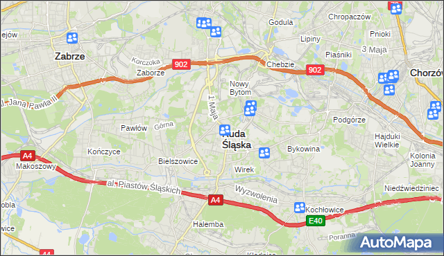 mapa Rudy Śląskiej, Ruda Śląska na mapie Targeo